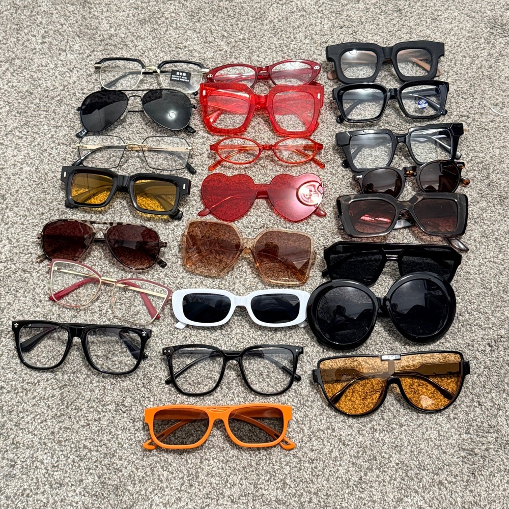 Unbranded Fashion Sunglasses Lot 18 Pair Oversized Aviator Heart Multi One Size